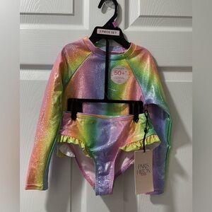 Paris Hilton Kids Glittery Rainbow Rashguard Set
